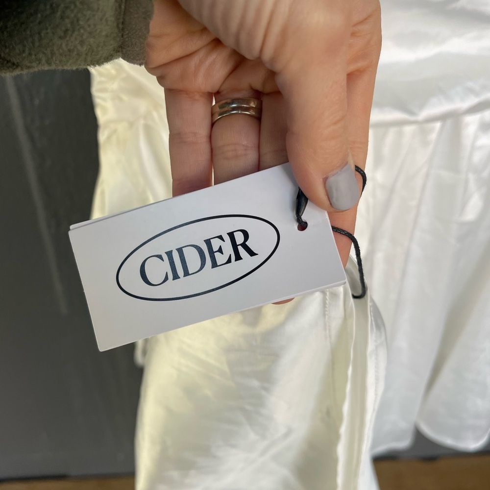 Cider White Satin Ruched Mini Dress - Picture 7 of 13
